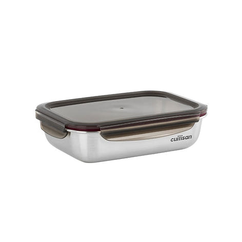 Boîte de conservation rectangulaire en inox 1900 ml compatible micro-ondes Cuitisan - Mathon - 1