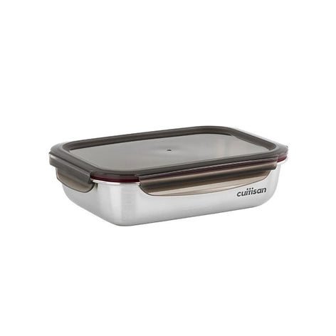 Boîte de conservation rectangulaire en inox 1900 ml compatible micro-ondes Cuitisan - Mathon - 1