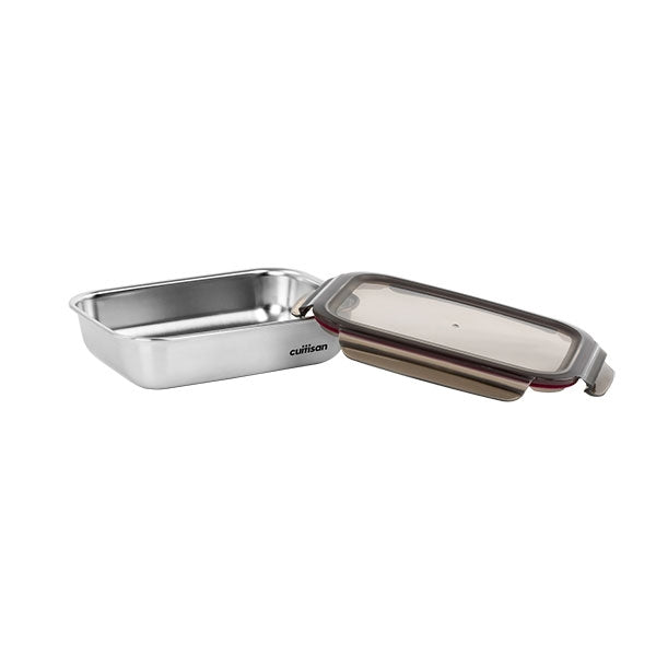 Boîte de conservation rectangulaire en inox 1900 ml compatible micro-ondes Cuitisan - Mathon - 3