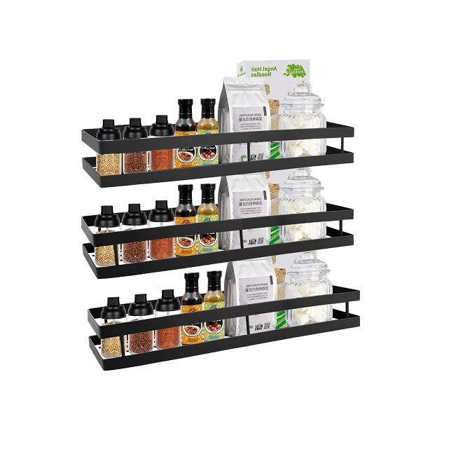 Lot de 3 étagères à épices murales Sans perçage Noir Vendos85 - Mathon