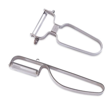 Lot 2 éplucheurs inox lame droite et dentelée Mathon - Mathon - 1