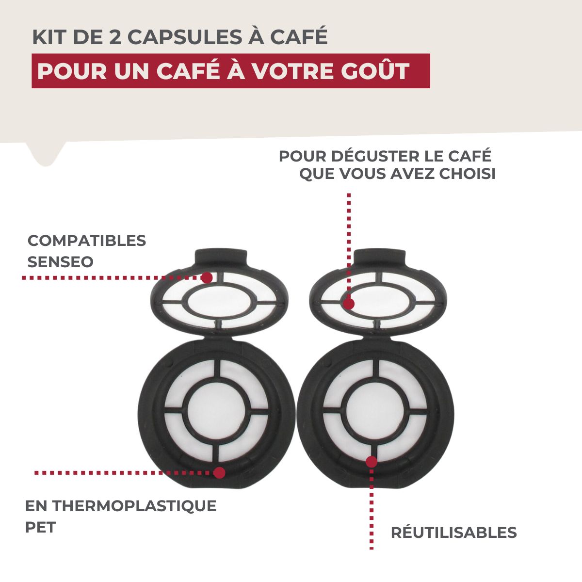 Kit de 2 capsules à café réemployables compatibles Senseo  Petit Déjeuner Fackelmann - Mathon - 4