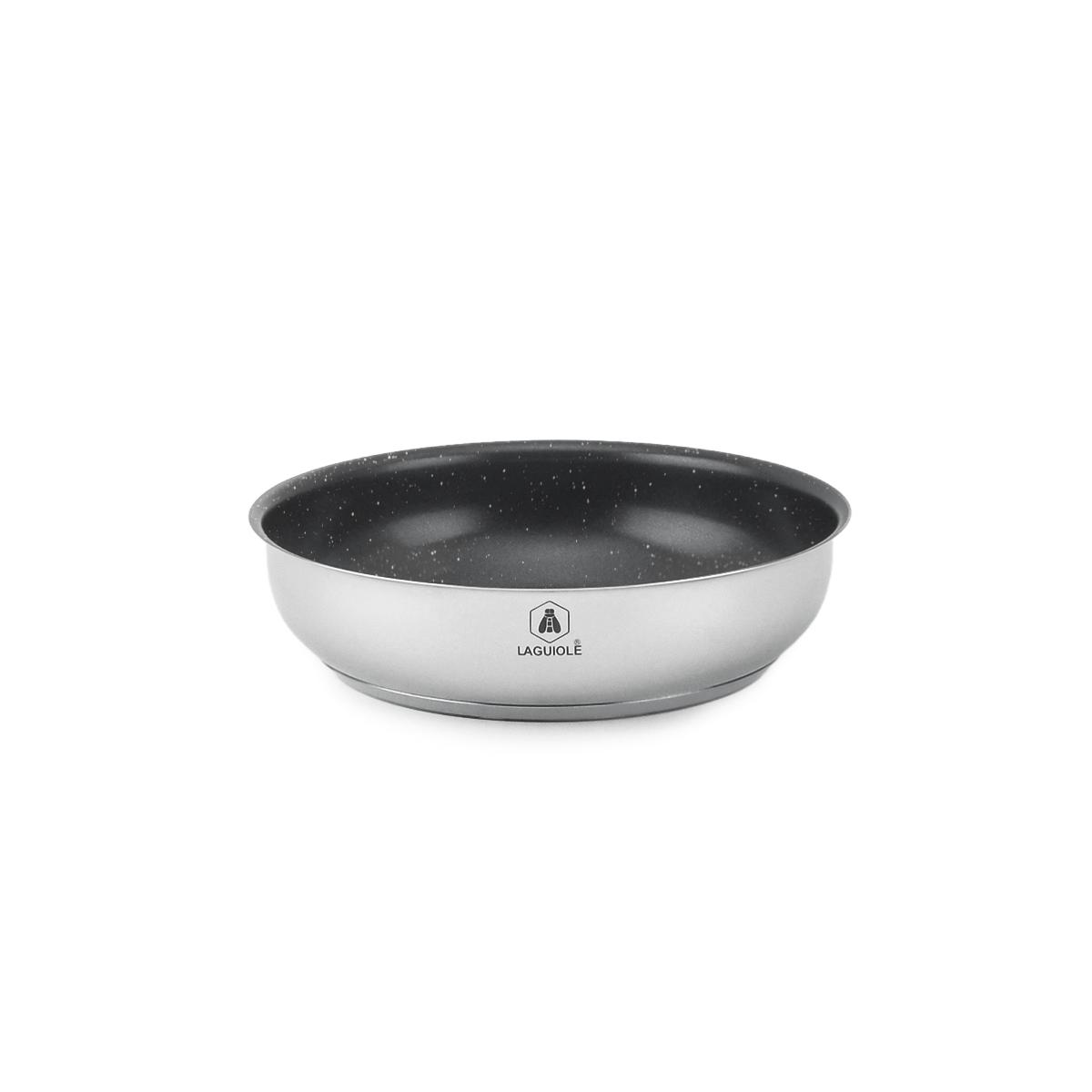 Set de 3 poêles inox amovible 20/24/28cm antiadhésif - "Réactif" Laguiole Cuisson - Mathon - 3