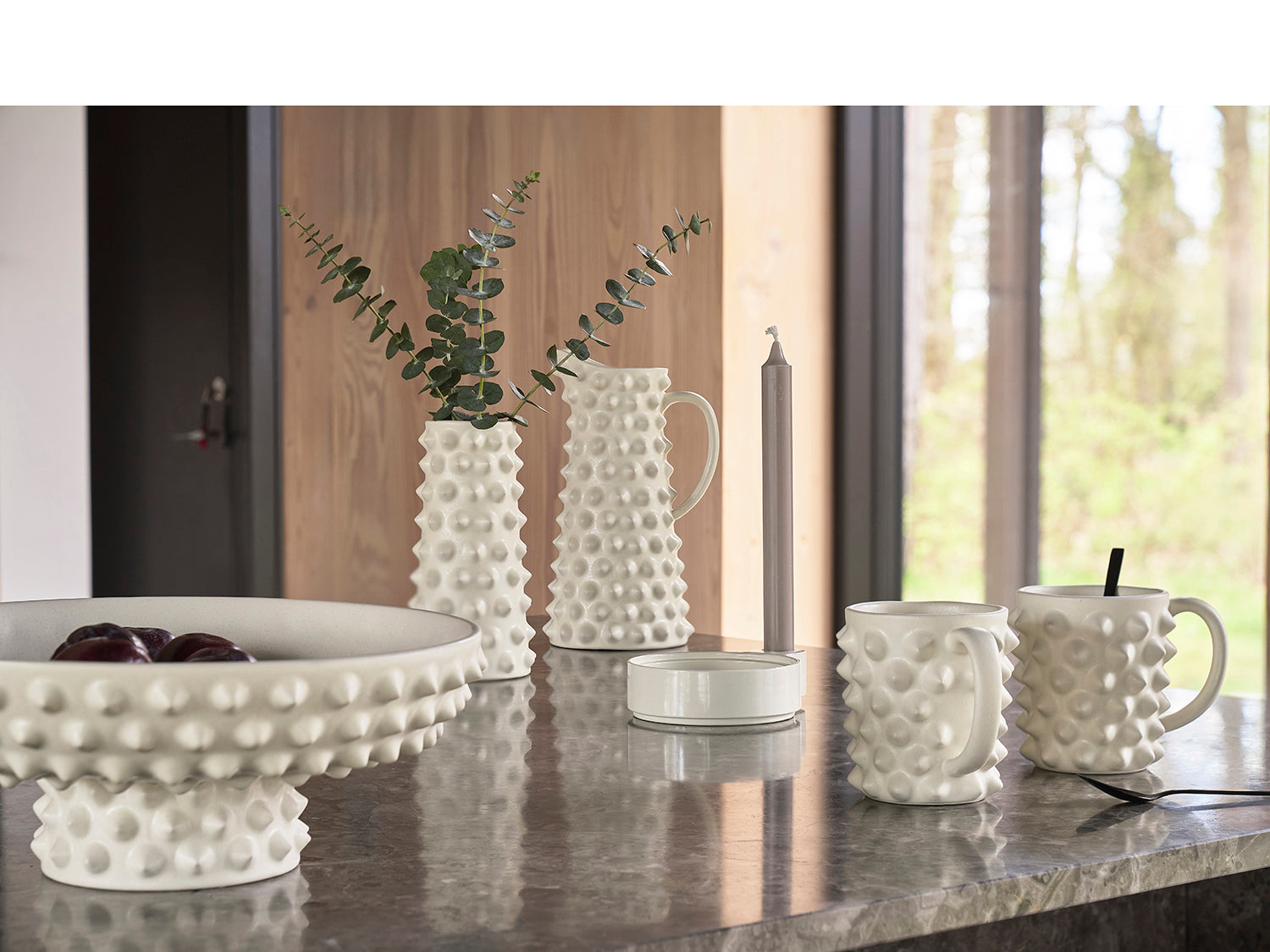 Bougeoir Styles en Aluminium Blanc cassé Villa Collection - Mathon - 4