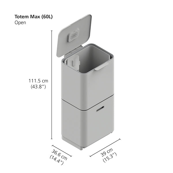 Poubelle Totem acier inoxydable 60 L - 2 compartiments 30 L Joseph Joseph - Mathon - 6