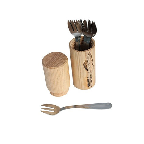 6 fourchettes à huitres + fourreau en bois Roger Orfèvre - Mathon - 1
