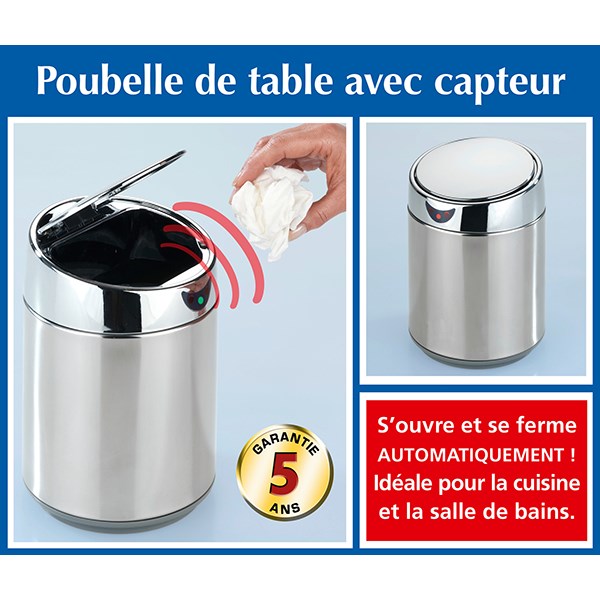 Poubelle cosmétique à capteur Senso Chrome en inox Wenko by Maximex - Mathon - 4