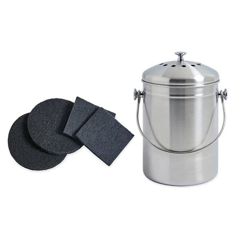 Lot seau à compost en inox 5 L et 4 filtres à charbon antiodeurs Mathon - Mathon - 1