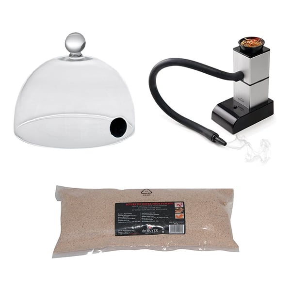 Lot fumoir avec cloche 17 cm et sciure de hêtre pour fumage - Mathon - 1