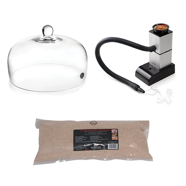 Lot fumoir avec cloche 26 cm et sciure de hêtre pour fumage - Mathon - 1