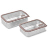 Lot 2 boîtes de conservation rectangulaires en inox avec couvercles en verre 700 ml et 1L compatibles micro-ondes  Mathon - Mathon - 1