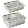 Lot 2 boîtes de conservation rectangulaires en inox avec couvercles en verre 1,7 L et 2,4 L compatibles micro-ondes Mathon - Mathon - 1