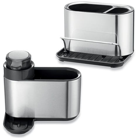 Lot 2 organisateurs d’évier en inox avec compartiments et distributeur de savon Mathon - Mathon - 1