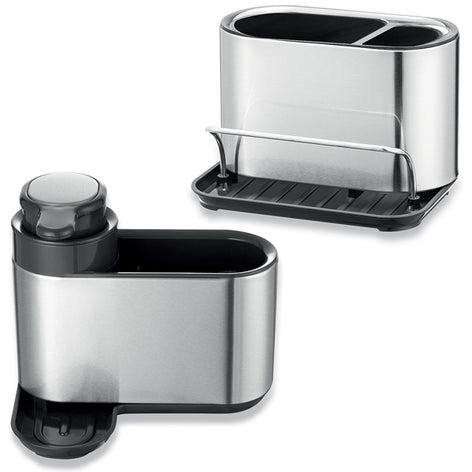 Lot 2 organisateurs d’évier en inox avec compartiments et distributeur de savon Mathon - Mathon - 1