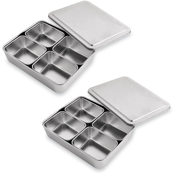 Lot 2 sets de 5 bacs de préparation culinaire en inox Mathon - Mathon - 1