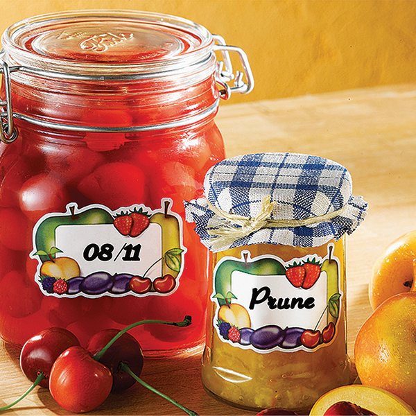 Lot Bassine à confiture 38 cm et 100 étiquettes autocollantes décor fruits - Mathon - 3