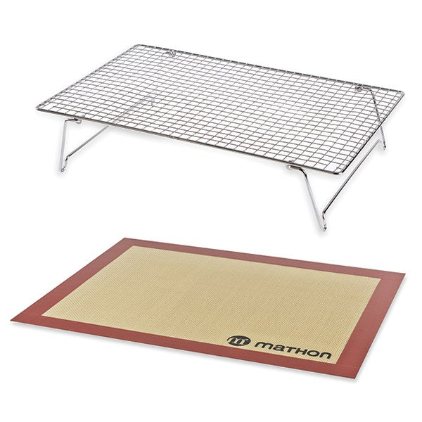 Lot Volette rectangulaire en inox avec tapis de cuisson en silicone Mathon - Mathon - 1