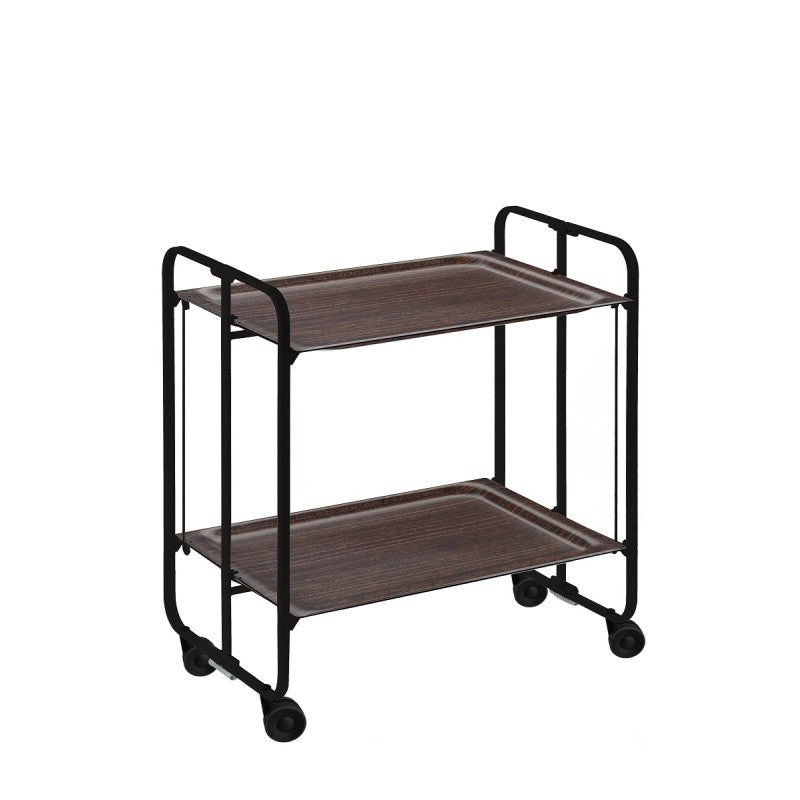 Desserte pliante 2 niveaux avec roulettes – structure noire, bauhaus Don Hierro - Mathon - 1