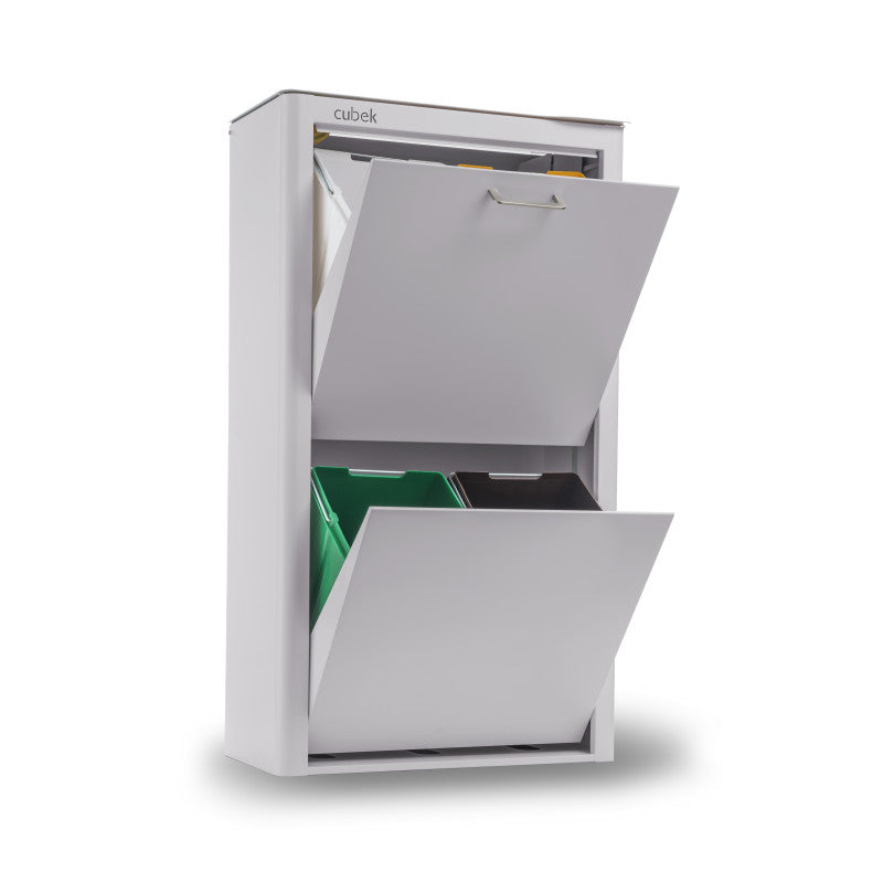 Poubelle cuisine de tri sélectif CUBEK, 4 compartiments de 20 litres, Gris Don Hierro - Mathon - 8
