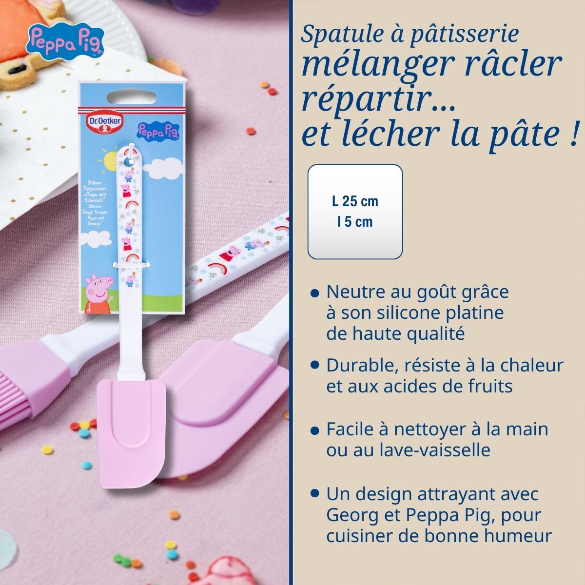 Spatule à pâte en silicone 25 cm Dr. Oetker Peppa Pig Dr. Oetker - Mathon - 3