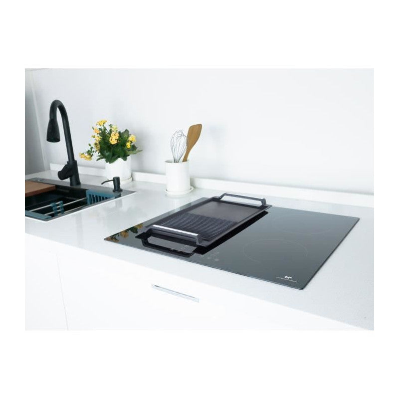 Table Induction 4 Zones Flex Avec Double Bridge - 7200w - Slider - 4 Boosters - Noir Continental Edison - Mathon - 2