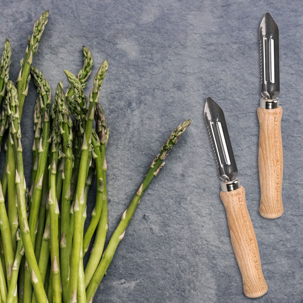 Lot de 2 éplucheurs à asperges manche en bois 15 cm Fackelmann - Mathon - 2