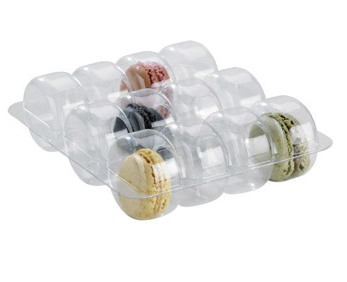 25Pcs - Insert plastique PET transparent 12 macarons (3x4) avec fermeture  152x138x20mm FirstPack - Mathon - 1