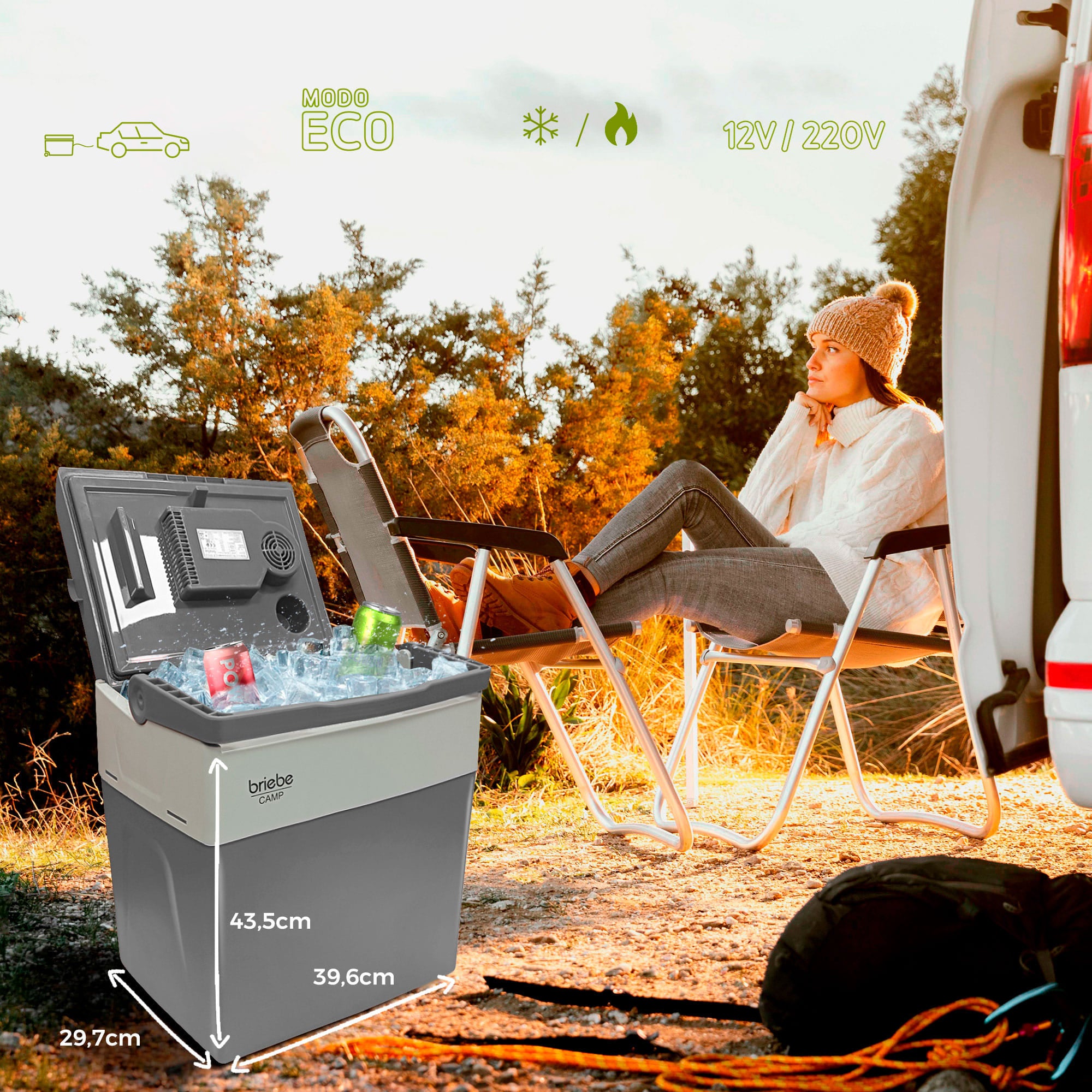 Glacière Électrique portable 28 Litres, 12V / 220 - 240V Voiture et Camping 55 Gris CF1153 - Mathon - 5