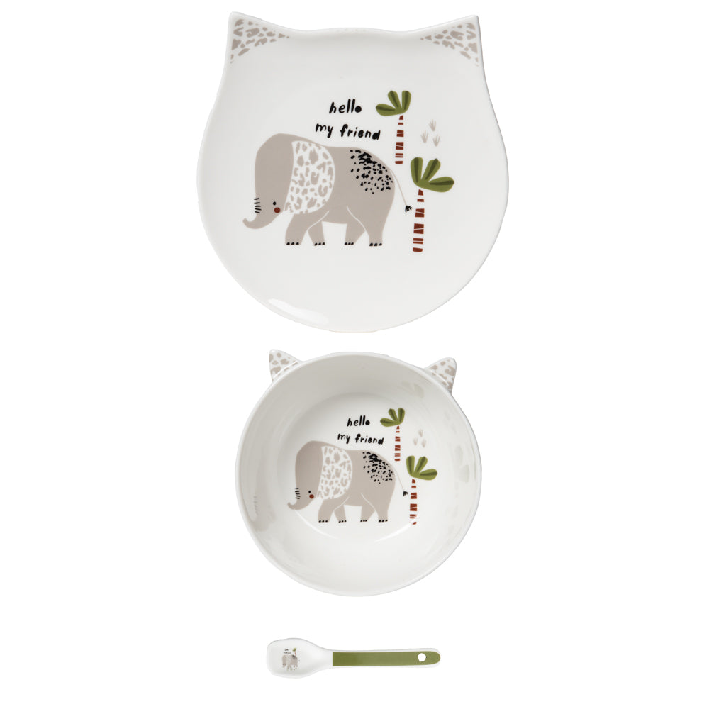 Service enfant 3 pièces Éléphant Table passion - Mathon - 1