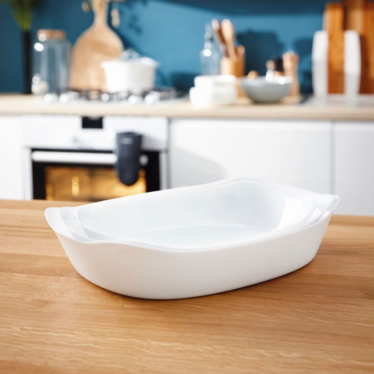 Plat à four rectangulaire blanc 30X22cm Smart Cuisine Carine 250°C   - Opale culinaire extra léger et résistant Luminarc - Mathon - 4