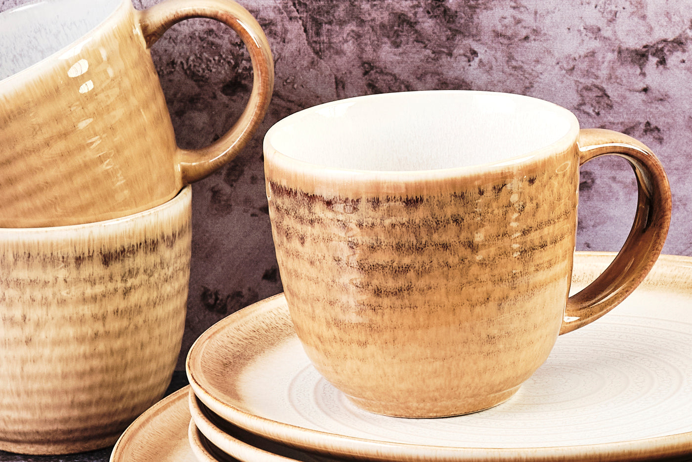 Lot de 6 mugs en grès beige 30cl Björn - Mathon - 5