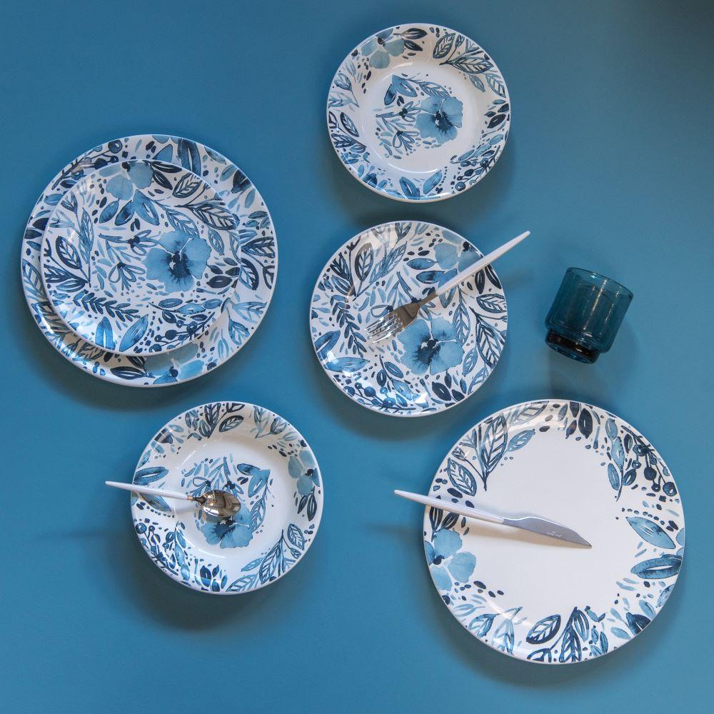Assiette creuse Jardin bleu 20,5 cm (lot de 6) Trend