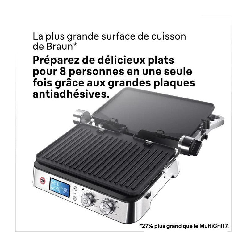 Grill Multifonctions -   - Multi Grill 9 - 2000 W - 3 Positions De Chauffe - Noir / Acier Braun - Mathon - 4