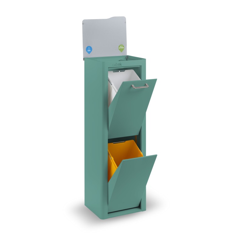 Poubelle cuisine de tri sélectif CUBEK, 2 compartiments de 20 litres, Turquoise Don Hierro - Mathon - 6