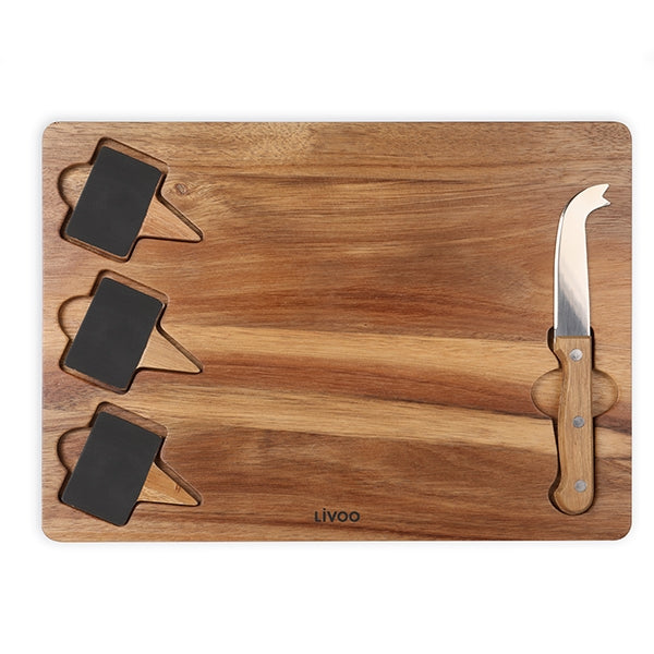 Plateau à fromages avec étiquettes et couteau Livoo - Mathon - 1