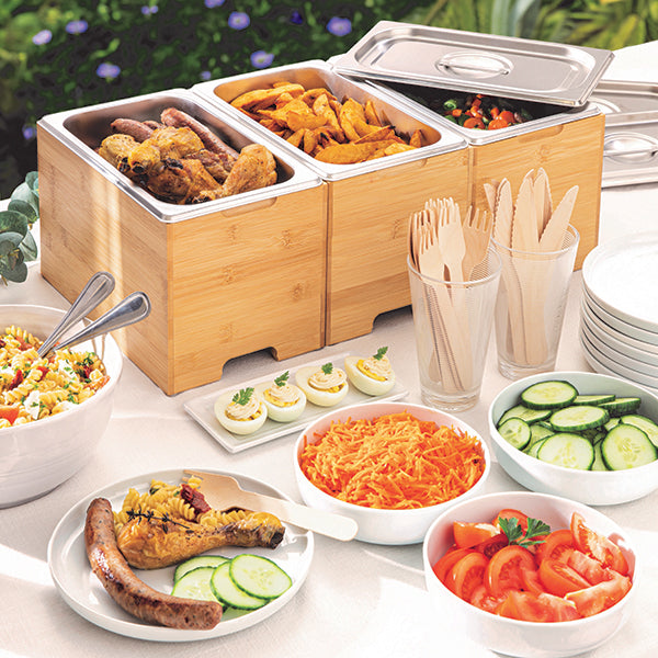 Bac gastro avec couvercle en inox et support bambou Mathon - Mathon - 4