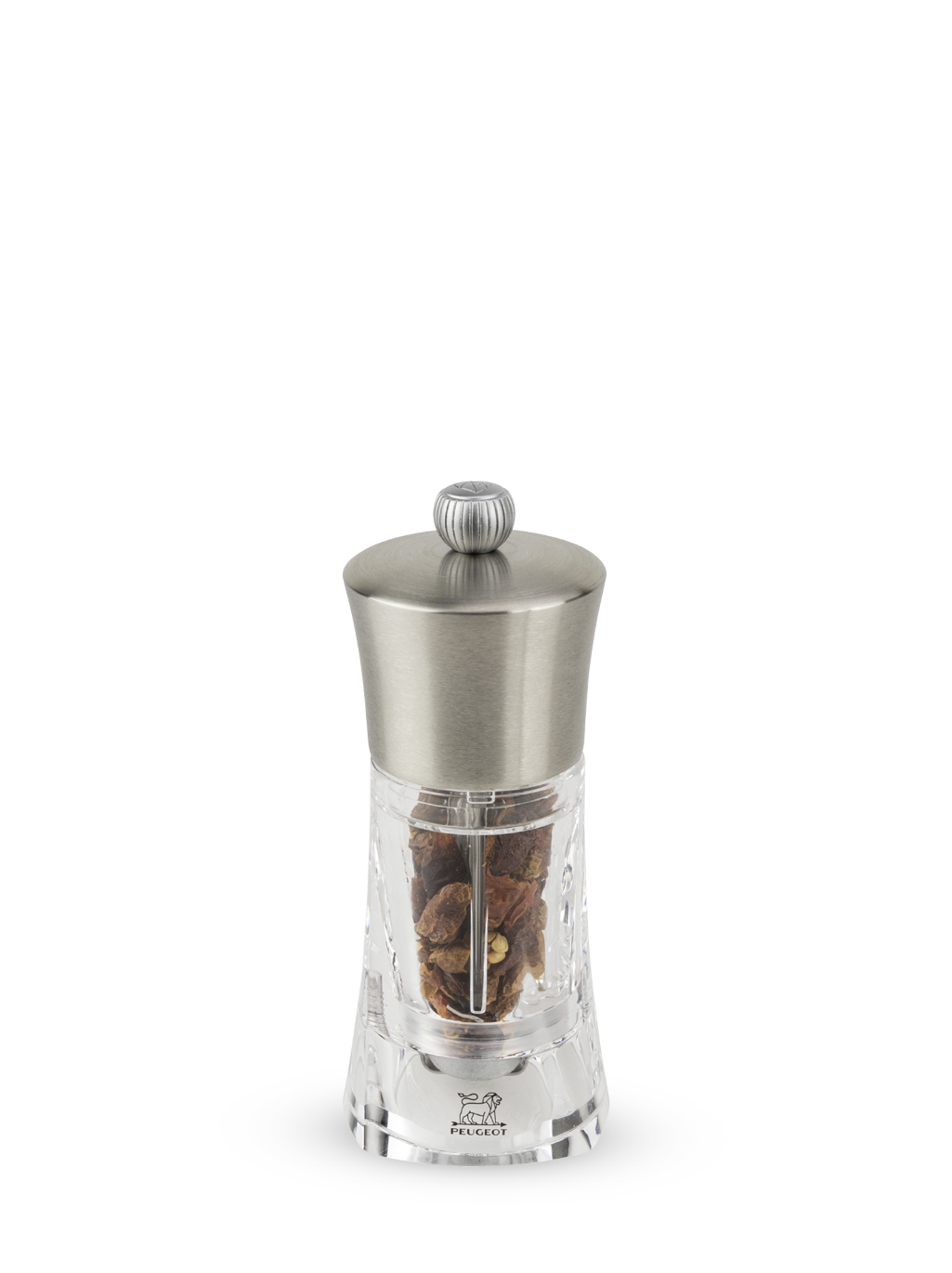 Ouessant Moulin à piment manuel en inox et acryl 14 cm Peugeot - Mathon - 1