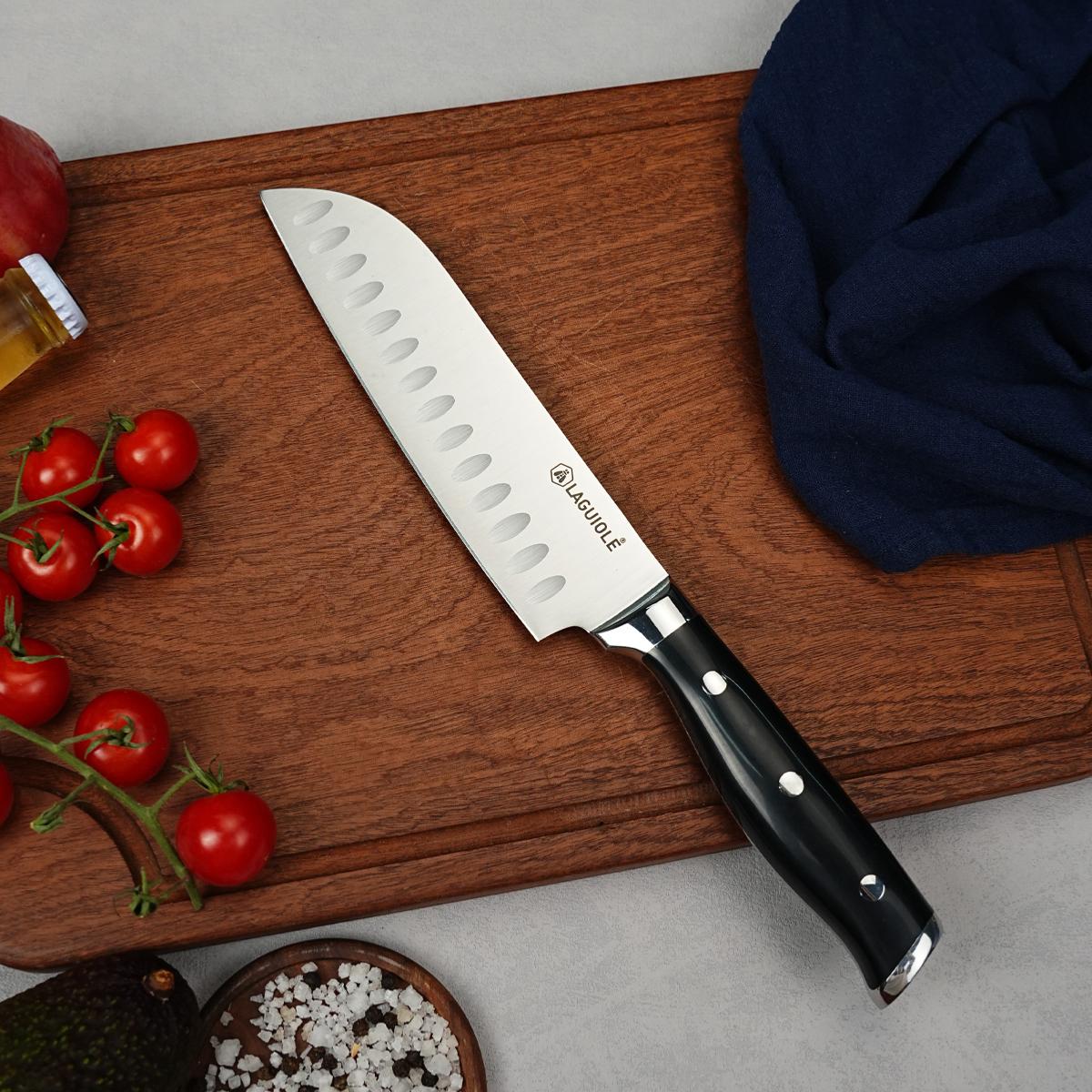 Couteau santoku noir 32cm - "Essentials" Laguiole Cuisson - Mathon - 3