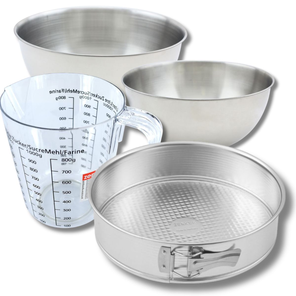 Set pâtisserie avec moule à manqué 28 cm, 2 bols à mixer, verre mesureur et spatule Zenker Zenker - Mathon - 1