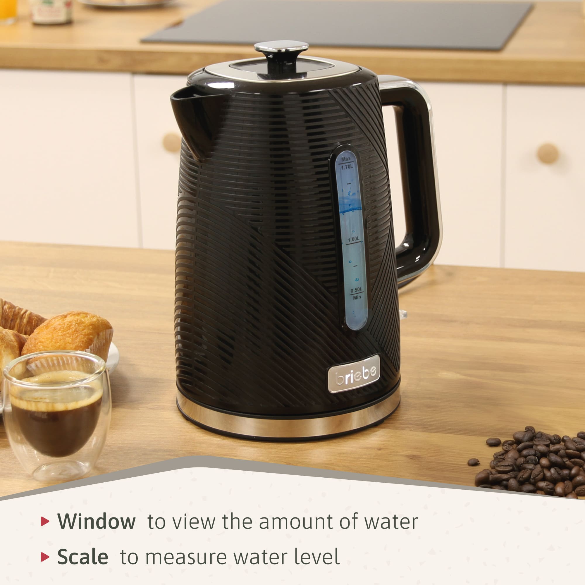 Elegance Bouilloire Électrique 1,7L Sans Fil Ébullition Rapide Sans BPA Base 360 2200 Noir KT1168BLK - Mathon - 6