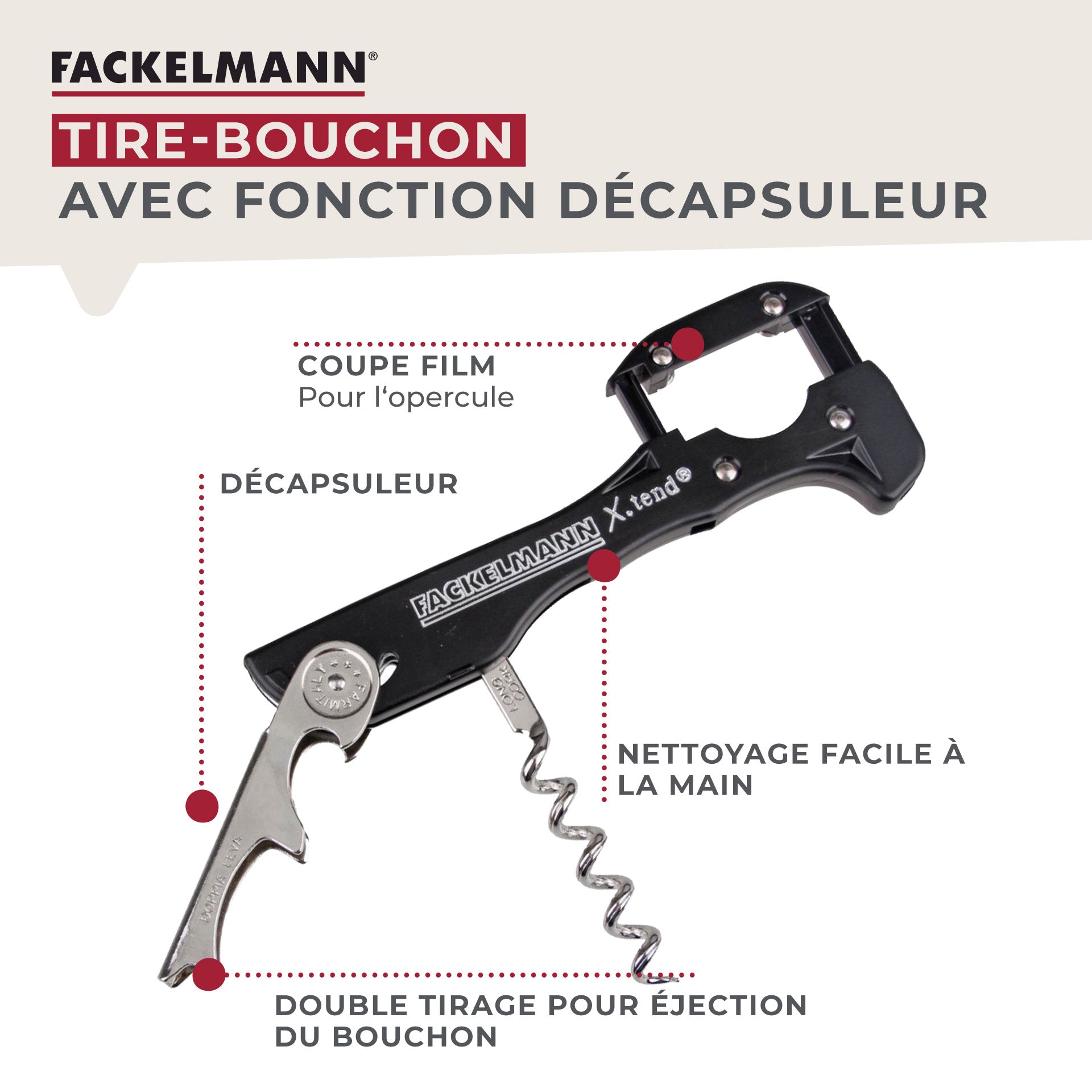 Tire-bouchon décapsuleur 13 cm  Bar Concept Fackelmann - Mathon - 2