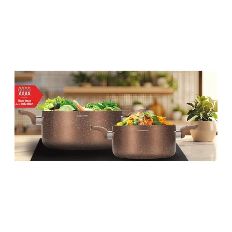 Set De Marmites -   - Am9820 - 20-24 Cm Avec Couvercle En Verre - Aluminium - Tous Feux Dont Induction Arthur Martin - Mathon - 2