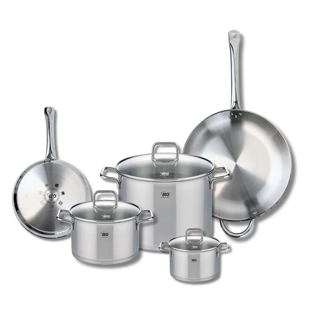 Ensemble de 2 Poêles de cuisson 24 et 32 cm et 3 faitouts 14, 20 et 26 cm  Profi Citrin Elo - Mathon - 1