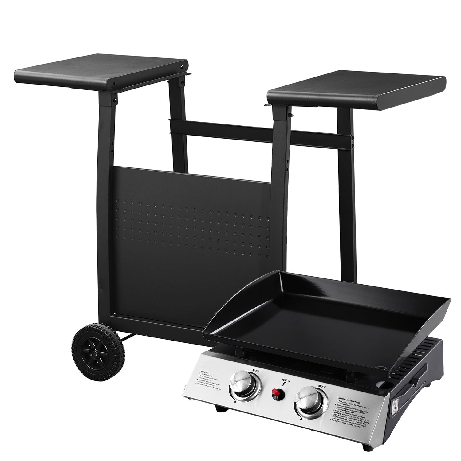 Plancha au gaz MALA - 2 brûleurs 5kW + chariot Happy Garden - Mathon - 2