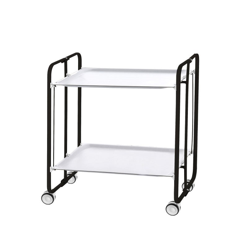Desserte pliante 2 niveaux avec roulettes – structure noire, bauhaus Don Hierro - Mathon - 1