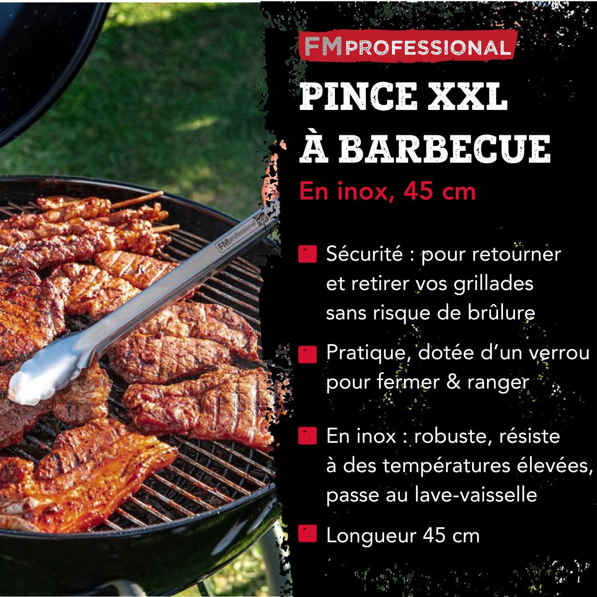 Pince à barbecue professionnelle 45 cm FM Professional - Mathon - 3