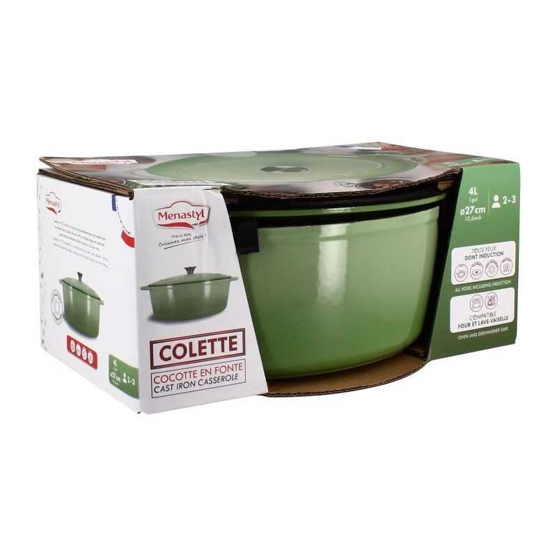 Cocotte - Menastyl - 6020075 - Ronde - En Fonte Acier émaillé - Vert - 7 Litres Menastyl - Mathon - 2