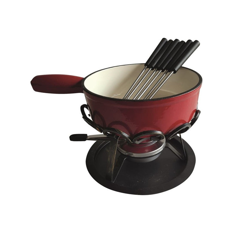 Set Fondue Rouge Uni 24 Cm Réchaud Fer Forgé Table Et Cook - Dsbrgsaf24 Table Et Cook - Mathon - 1