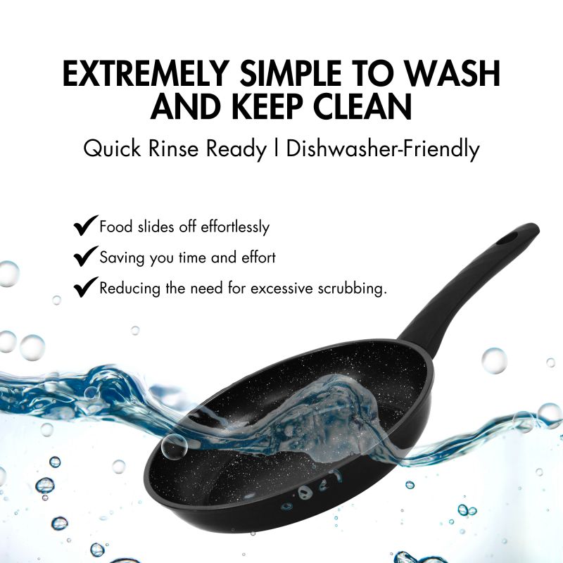 Ensemble de poêles à frire forgées revêtement en marbre Noir  3 pièces Herzberg HG04746-BLK Herzberg - Mathon - 6