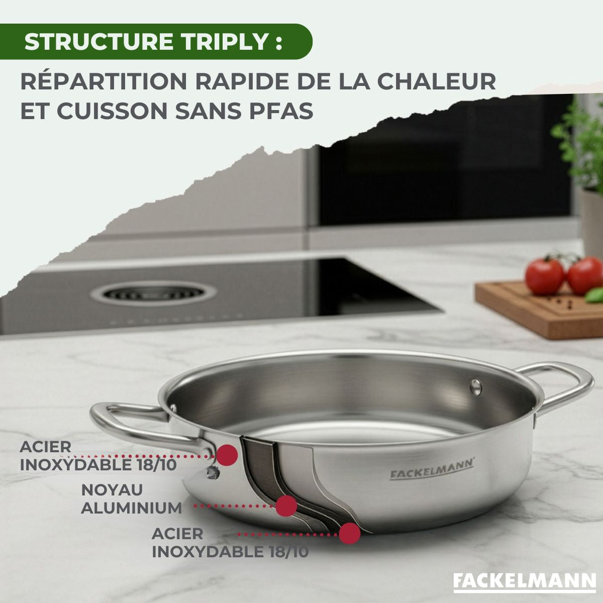 Sautoir 28 cm en inox 18/10 Triply  Vita3 Fackelmann - Mathon - 5